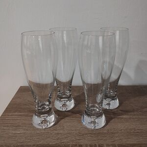 VTG Crate&Barrel Krosno Poland Air Bubble Jensen Pilsner Glasses 17oz Set Of 4